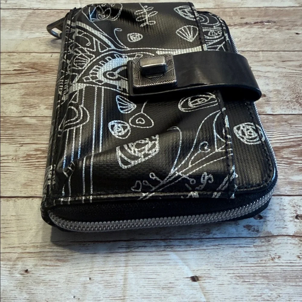 Sakroots Black and silver Patterned wallet clutch wristlet crossbody